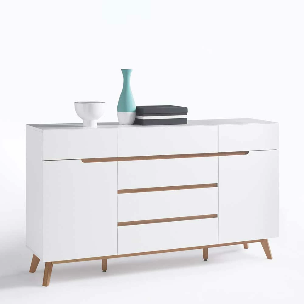 Bester Verkauf 😉 Retro Style Sideboard In Weiß & Eiche Aiola 169cm Breit 🎁 2 Bester Verkauf 😉 Retro Style Sideboard In Weiß & Eiche Aiola 169cm Breit 🎁 – Bild 2