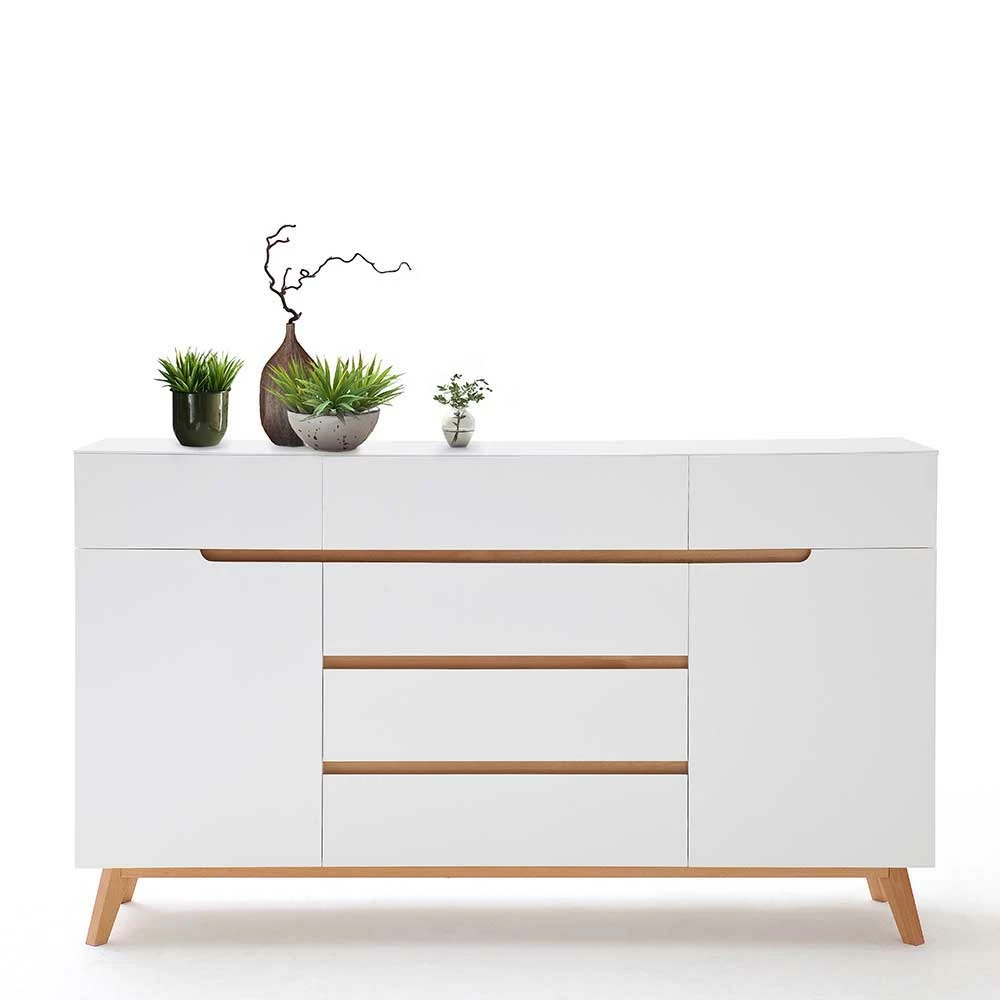 Bester Verkauf 😉 Retro Style Sideboard In Weiß & Eiche Aiola 169cm Breit 🎁 3 Bester Verkauf 😉 Retro Style Sideboard In Weiß & Eiche Aiola 169cm Breit 🎁 – Bild 3