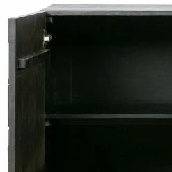 Am billigsten 🌟 Schwarzes Sideboard Mit Schnitzereien Front - Eiken 😉 -Reanna Shop schwarzes sideboard mit schnitzereien front aus mangobaum holz metall eiken 04