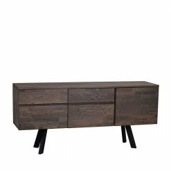 Aktion 🤩 Sideboard Aus Massiver Eiche Rauchfarben Namac & Schwarzem Stahl ✨