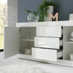 Angebote 🎁 Sideboard Sogno In Hochglanz Weiß 😀 -Reanna Shop sideboard hochglanz weiss 210 cm sogno 03