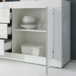 Angebote 🎁 Sideboard Sogno In Hochglanz Weiß 😀 -Reanna Shop sideboard hochglanz weiss 210 cm sogno 04