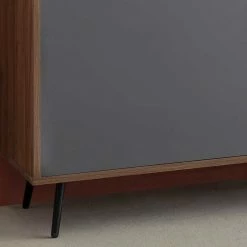 Auslauf ⭐ Sideboard Im Skandinavischen Stil 176x76x40 Cm - Nuies ✨ -Reanna Shop sideboard im skandinavischen stil 176x76x40 cm in grau walnuss braun nuies 02