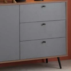 Auslauf ⭐ Sideboard Im Skandinavischen Stil 176x76x40 Cm - Nuies ✨ -Reanna Shop sideboard im skandinavischen stil 176x76x40 cm in grau walnuss braun nuies 03