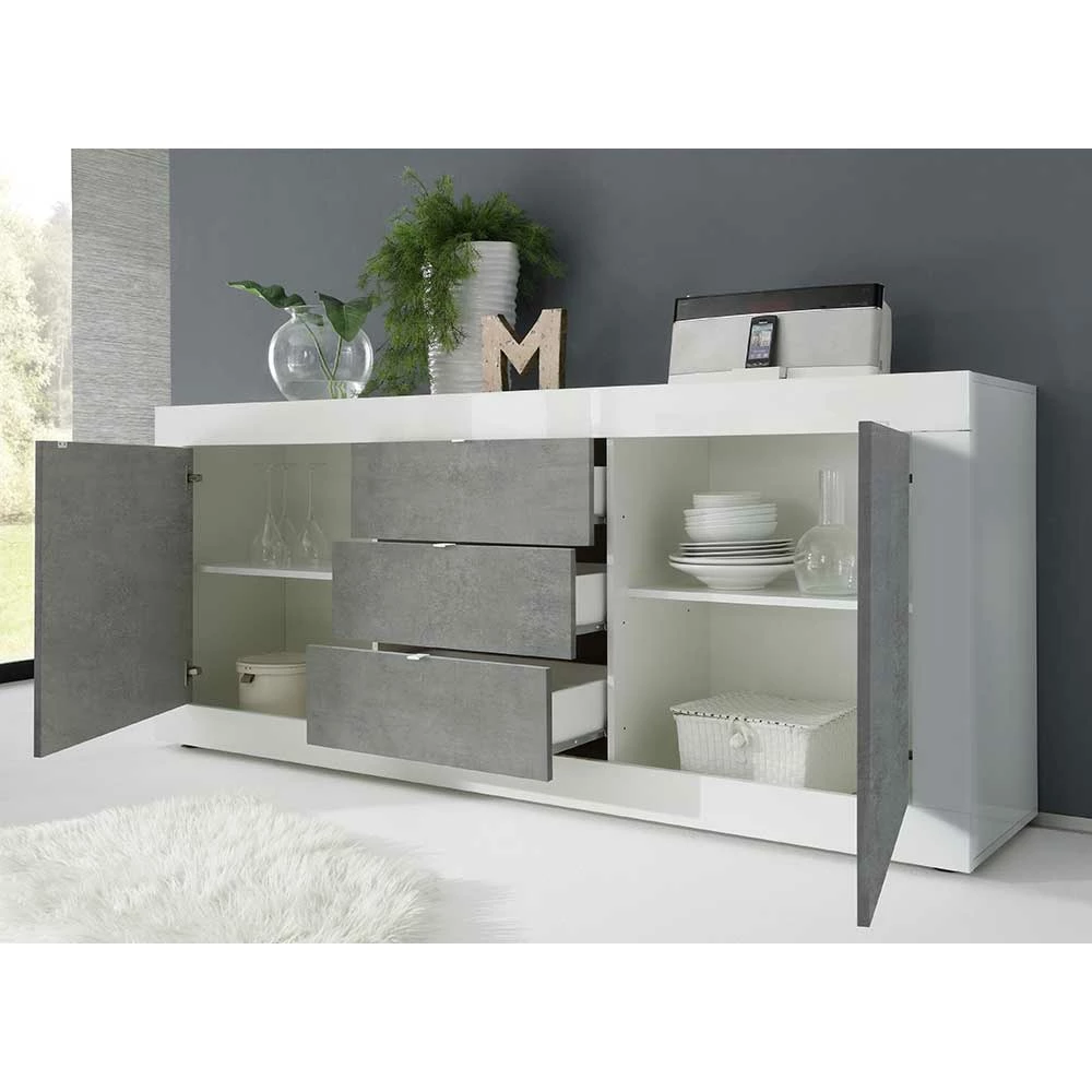 Budget 🥰 Sideboard In Betonoptik & Weiß HG - Narandu 👍 3 Budget 🥰 Sideboard In Betonoptik & Weiß HG - Narandu 👍 – Bild 3