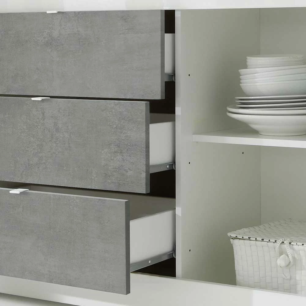 Budget 🥰 Sideboard In Betonoptik & Weiß HG - Narandu 👍 6 Budget 🥰 Sideboard In Betonoptik & Weiß HG - Narandu 👍 – Bild 6