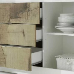 Bestpreis 🤩 Sideboard In Verwitterter Holzoptik & Weiß - Olvenion 👍 -Reanna Shop sideboard in verwitterter holzoptik weiss 2 tueren 3 schubladen olvenion 05