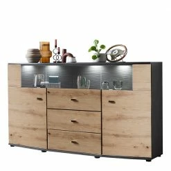 Großhandel 🌟 Sideboard In Wildeiche & Anthrazit Mit Glas - Lyneka 😀
