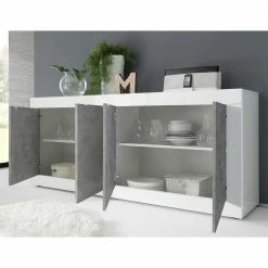 Top 10 ✨ Sideboard Mit 4 Türen In Beton Optik - Narandu 💯 -Reanna Shop sideboard mit 4 tueren in beton optik mit hochglanz weiss narandu 02