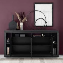 Top 10 💯 Sideboard Mit 6 Fächern & 4 Türen - Bihar 🔥 -Reanna Shop sideboard mit 6 faechern 4 tueren in schwarz holzstruktur optik bihar 02