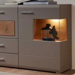 Top 10 😍 Sideboard Mit Glaseinsätzen & LED Licht - Fraguca ✨ -Reanna Shop sideboard mit glaseinsaetzen led licht in grau eiche holzdekor fraguca 03