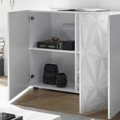 Auslauf ✔️ Sideboard Mit Türen In Weiß Hochglänzend - Vovasoma 👍 8 Auslauf ✔️ Sideboard Mit Türen In Weiß Hochglänzend - Vovasoma 👍 -Reanna Shop sideboard mit tueren in weiss hochglaenzend geometrie print vovasoma 03