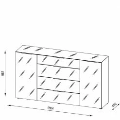 Beste Bewertungen von ❤️ Sideboard Mit Vier Schubladen & Zwei Türen - Hemstri 🔔 -Reanna Shop sideboard mit vier schubladen zwei tueren in weiss glas mit anthrazit hemstri 05