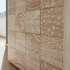 Auslauf 😀 Sonoma-Eiche Kommode Bedruckt - Bielvas ✔️ -Reanna Shop sonoma eiche kommode bedruckt mit zwei tueren 121x111x42 bielvas 03