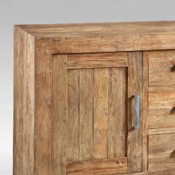 Schlussverkauf 🥰 Teak Sideboard Aus Recyclingholz - Monument 🔔 -Reanna Shop teak sideboard aus recyclingholz mit 2 tueren 3 schubladen monument 02