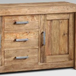 Schlussverkauf 🥰 Teak Sideboard Aus Recyclingholz - Monument 🔔 -Reanna Shop teak sideboard aus recyclingholz mit 2 tueren 3 schubladen monument 03