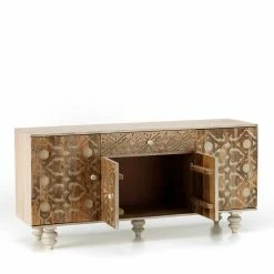 Blitzangebot 💯 Vintage Landhaus Design Sideboard In White Wash - Zinova 👍 -Reanna Shop vintage landhaus design sideboard in white wash aus mangobaum massivholz zinova 03