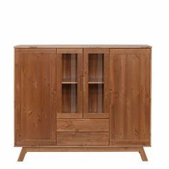 Beste Bewertungen von 🔥 Vitrine Highboard Aus Kiefer In Walnussfarben - Omezko 🥰 -Reanna Shop vitrine highboard aus kiefer in walnussfarben 140 cm breit omezko 02