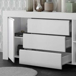 Billig 😍 Weiß Lackiertes Sideboard Mit 184 Cm Breite - Mikes I 😀 -Reanna Shop weiss lackiertes sideboard mit 184 cm breite 2 tuerig 3 schubladen mikes i 04