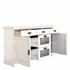 Coupon 💯 Weiße Landhaus Kommode Aus Holz Mit Glas - Akbelev 💯 -Reanna Shop weisse landhaus kommode aus holz mit glas 2 tueren 5 schubladen akbelev 03