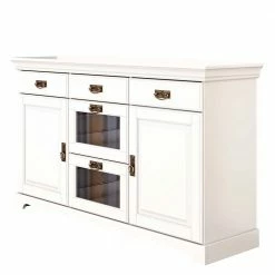 Coupon 💯 Weiße Landhaus Kommode Aus Holz Mit Glas - Akbelev 💯