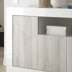 Billig 🥰 Weiße Türen Kommode Mit Sockelgestell - Merenda 🔔 -Reanna Shop weisse tueren kommode mit sockelgestell in hochglanz dekor pinie merenda 04