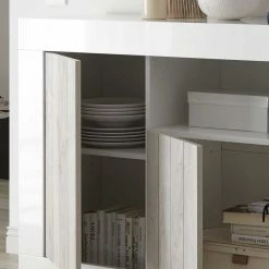 Billig 🥰 Weiße Türen Kommode Mit Sockelgestell - Merenda 🔔 -Reanna Shop weisse tueren kommode mit sockelgestell in hochglanz dekor pinie merenda 05