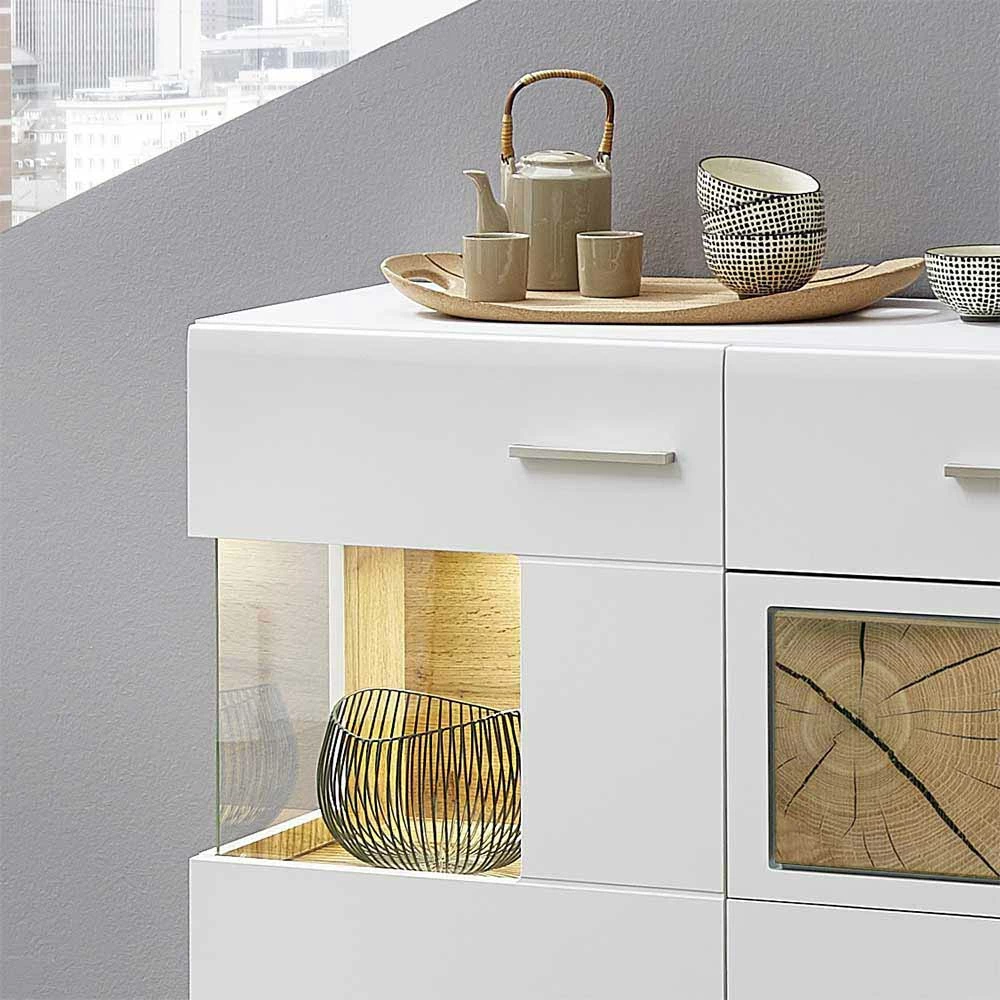 Budget 😀 Weißes Design-Sideboard Mit Glas & LED - Lisepio ❤️ 4 Budget 😀 Weißes Design-Sideboard Mit Glas & LED - Lisepio ❤️ – Bild 4