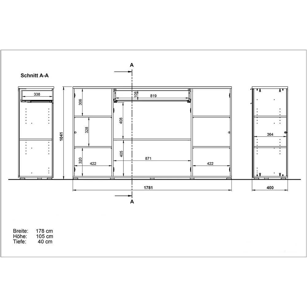 Bestes Angebot ❤️ Wohnraum Sideboard In 180x105x40 Cm - Reestyl 🎁 5 Bestes Angebot ❤️ Wohnraum Sideboard In 180x105x40 Cm - Reestyl 🎁 – Bild 5