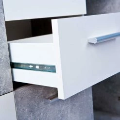 Am billigsten 😀 Wohnzimmer Sideboard Poesenna In Weiß ✔️ -Reanna Shop wohnzimmer sideboard weiss grau beton optik poesenna 03