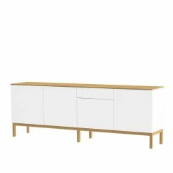 Schlussverkauf ⌛ Wohnzimmer Sideboard Dadoncas In Weiß Mit Eiche Furniert 😉