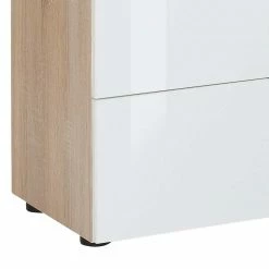 Besorgen 🛒 Zweifarbige Kombi-Kommode In Weiß Glas - Ildanov 🧨 -Reanna Shop zweifarbige kombi kommode in weiss glas und sonoma eiche dekor ildanov 02
