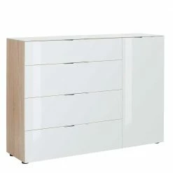 Besorgen 🛒 Zweifarbige Kombi-Kommode In Weiß Glas - Ildanov 🧨